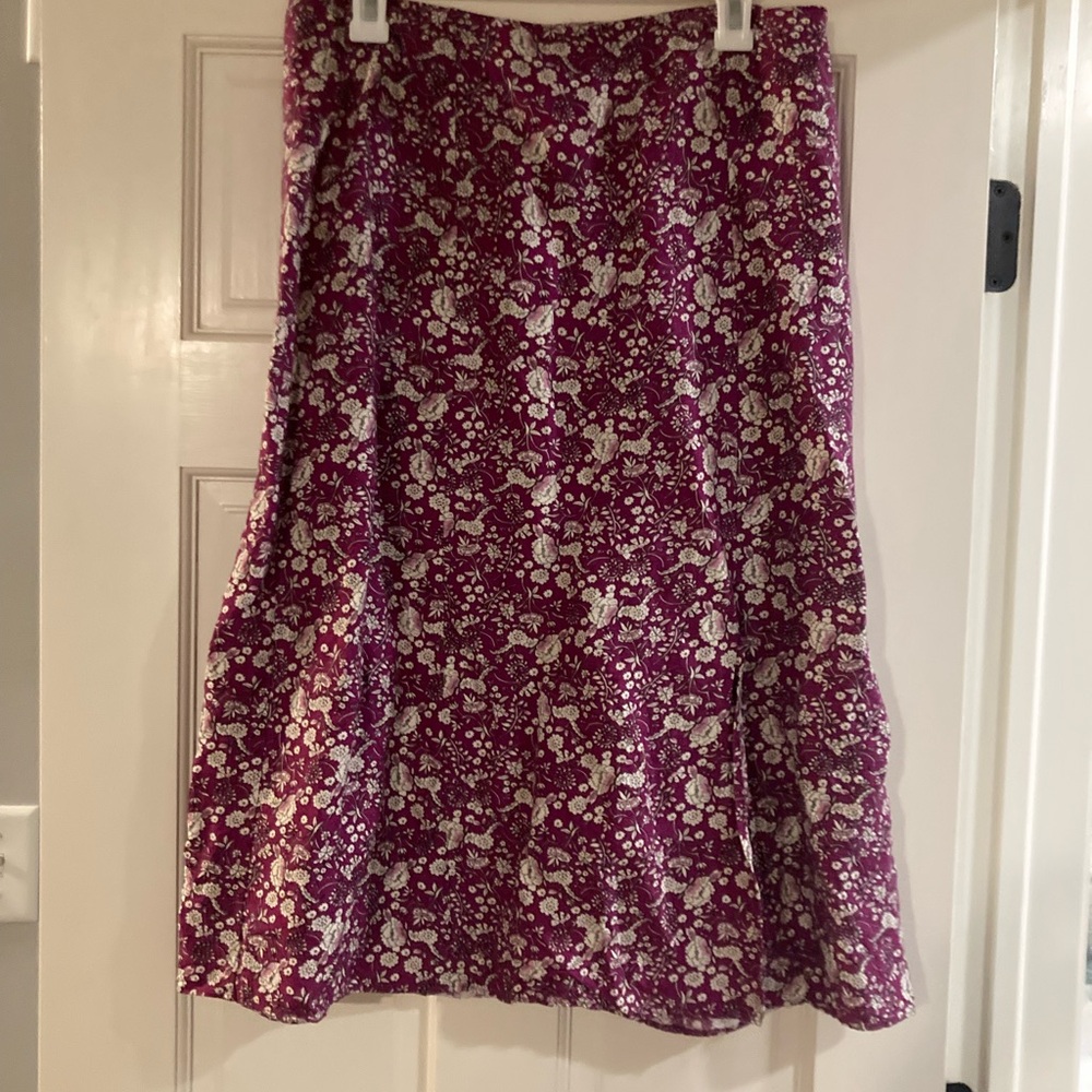 LOFT Purple Floral A-Line Skirt